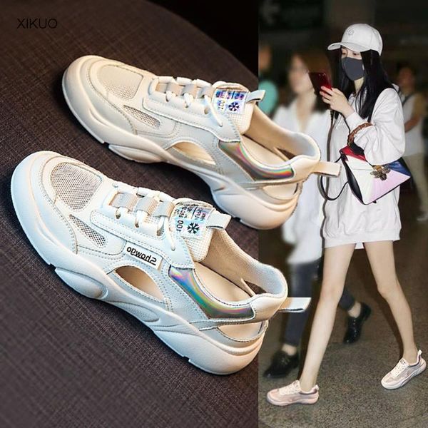 

sandals women's 2021 summer hollow flat bottom fashion baotou sports shoes, Black