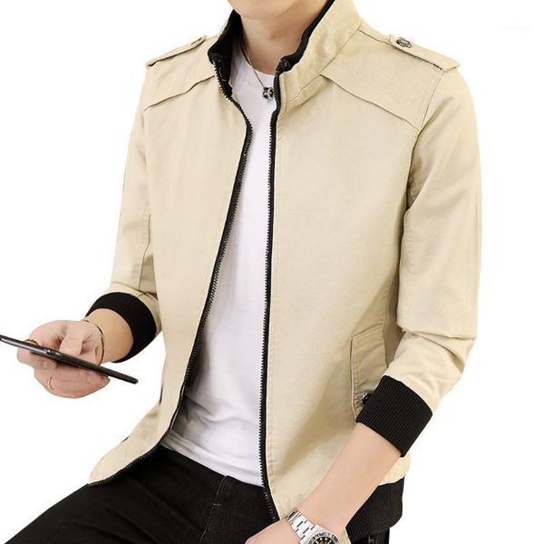 

men's jackets nice men autumn stand collar fashion casual coats washed cotton outerwear male solid color, Black;brown