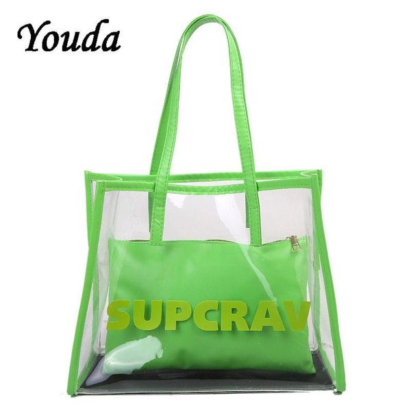 

evening bags women's pvc shoulder bag korean fashion transparent window mother female handbag large capacity reusable jelly tote