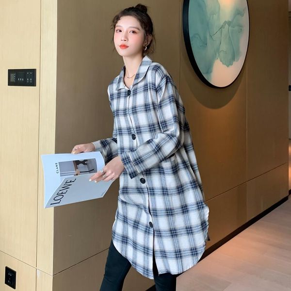 

maternity dresses clothes spring autumn cotton and linen long shirt dress for pregnant women mom, White