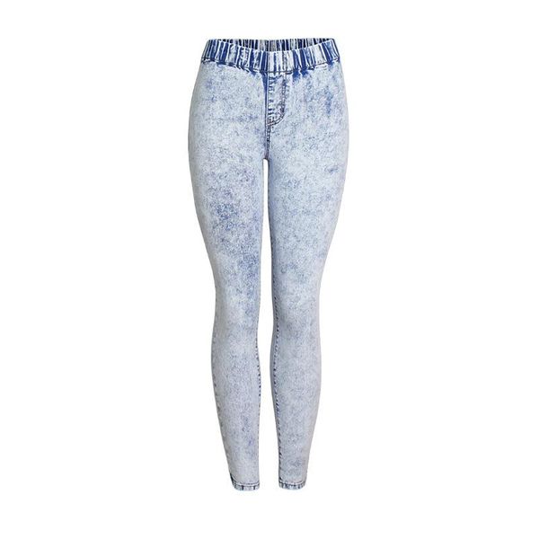 

new 2021 pants for women snowflake washed elastic waist slim fit denim trousers bodycon plus size aesthetic vintage mom jeans, Blue