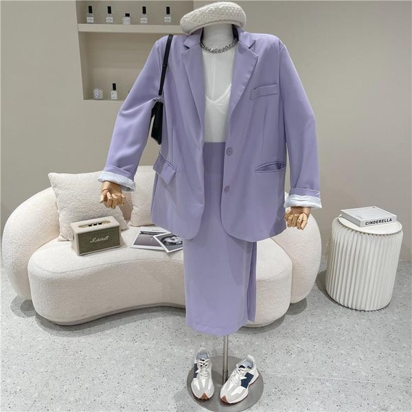 

two piece dress set women's spring 2021 fashion medium and long leisure suit high waist skirt, White