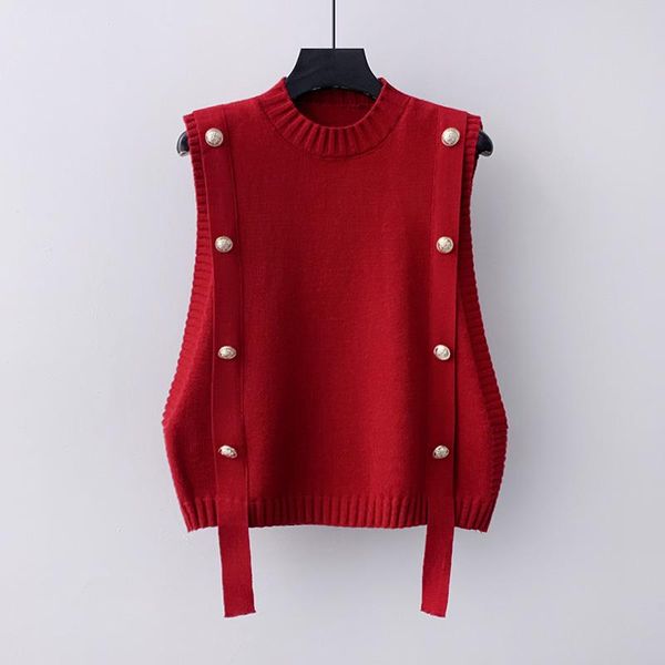 

women's sweaters women vest knitting sweater red 2021 loose pullover yfnt3702, White;black