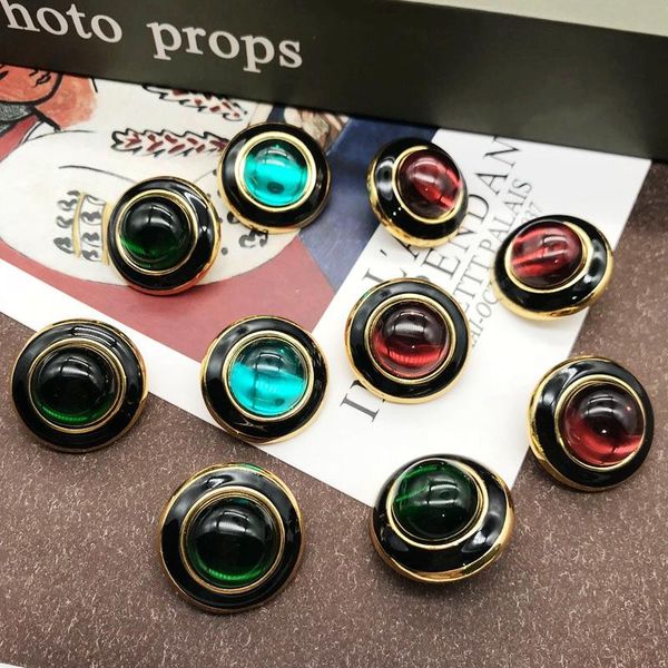 

stud statement earrings translucent colorful round black enamel ear accessories for party nous jewelry, Golden;silver