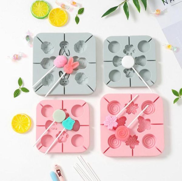 

baking moulds diy tool lollipop chocolate silicone mould cute cartoon shape butterfly flower bear children candy mold