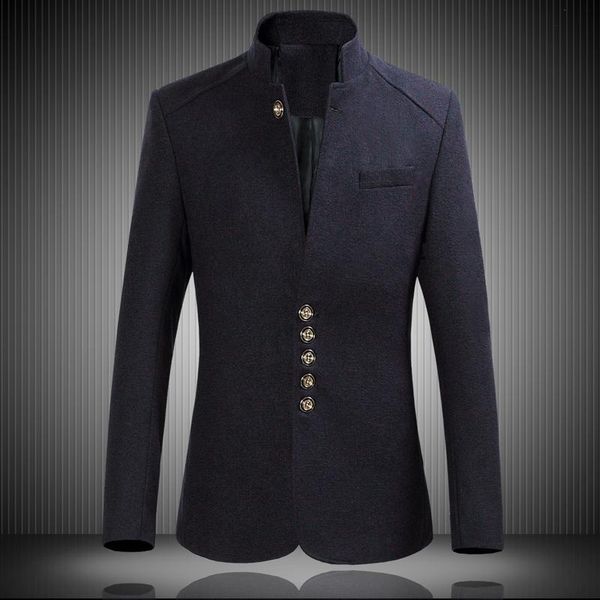 

men's suits & blazers 2021 autumn casual long-sleeved warm winter jacket high-quality single-breasted stand-collar suit chinese pioneer, White;black