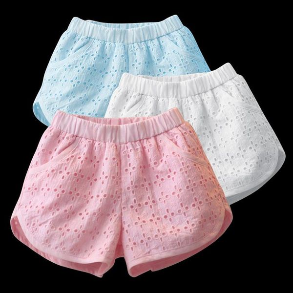 

summer children girls cotton hole flower beach short pants kid baby girls swimwear beachwear shorts trousers casual clothes, Black
