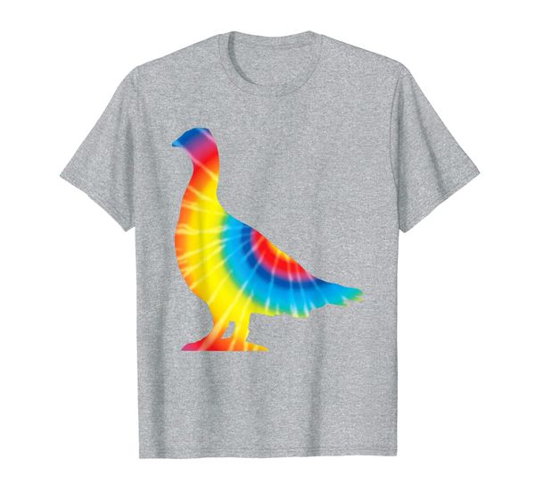 

tie dye grouse rainbow print game bird hippie peace gift t-shirt, White;black