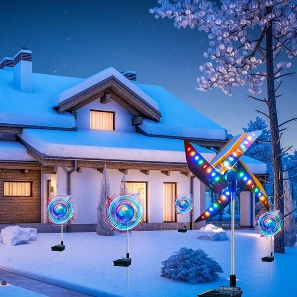 

lawn lamps 2pcs solar ground light outdoor decorative lamp windmill waterproof night lighting led spot garden patio landscape lights