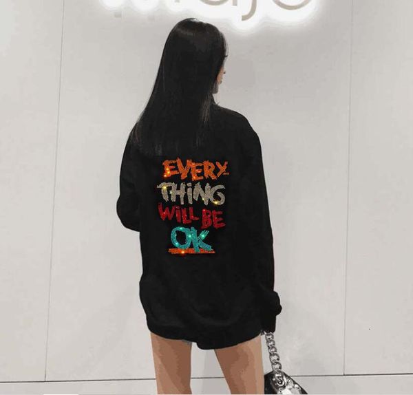 

2021 new fashion women hoodie winter pullover rhinestone loose sweatshirts casual us style hoodies sweatshirt zd9c, Black