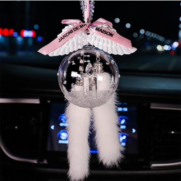 

interior decorations 2021 christmas gift crystal ball car pendant decoration k9 rearview mirror