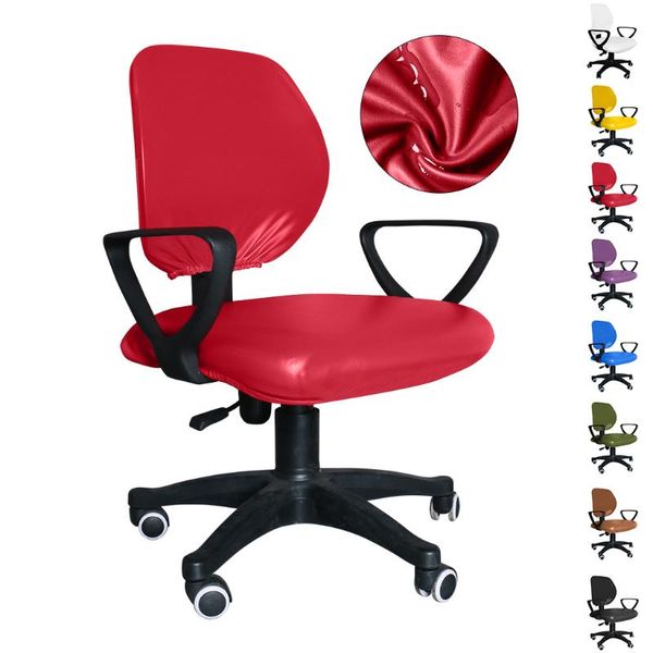 

universal pu leather chair cover spandex stretch office computer seat cover waterproof desk task split chair slipcover decor p35