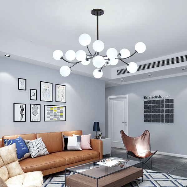 

nordic magic beans led chandelier living room modern kitchen 16 glass ball heads suspension light ceiling decoration your house 1rmu
