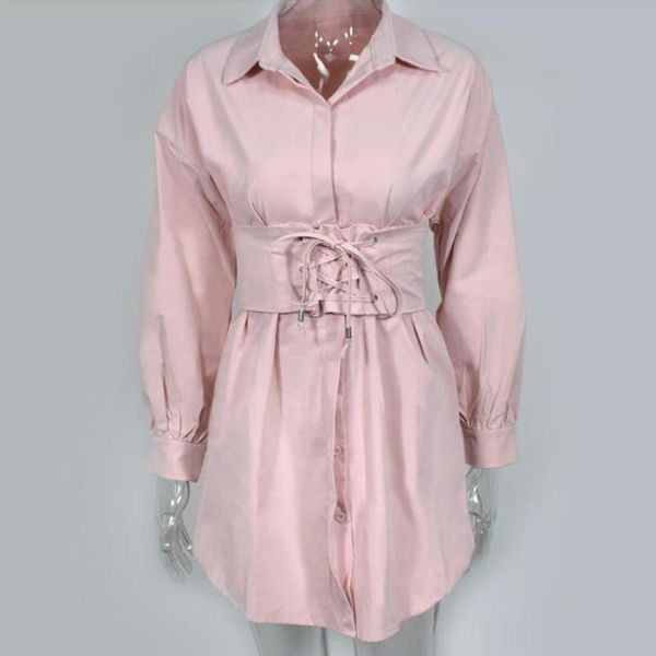 

casual dresses women 2021 summer corset mini dress female loose long sleeve vintage shirt vestidos blouses, Black;gray