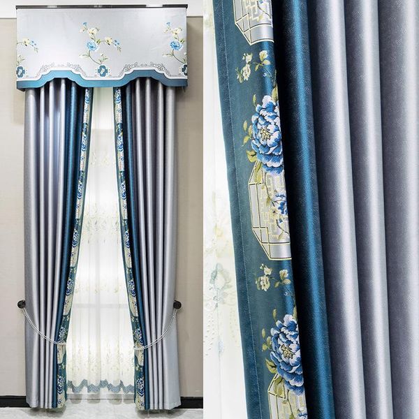 

curtain & drapes european modern high precision jacquard simple light luxury chinese seamless splicing