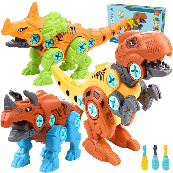 

DIY Disassembly Dinosaur Model Toy Set Screw Nut Assembly Plastic Blocks Early Educational Toys for boy Kids Baby Gift