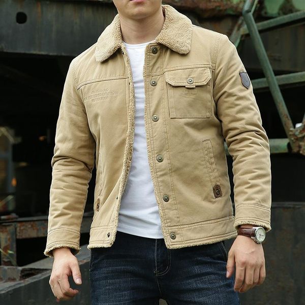 

men's down & parkas men winter bomber jacket padded cotton coat plus velvet thickening green fashion casual mens short tooling, Black