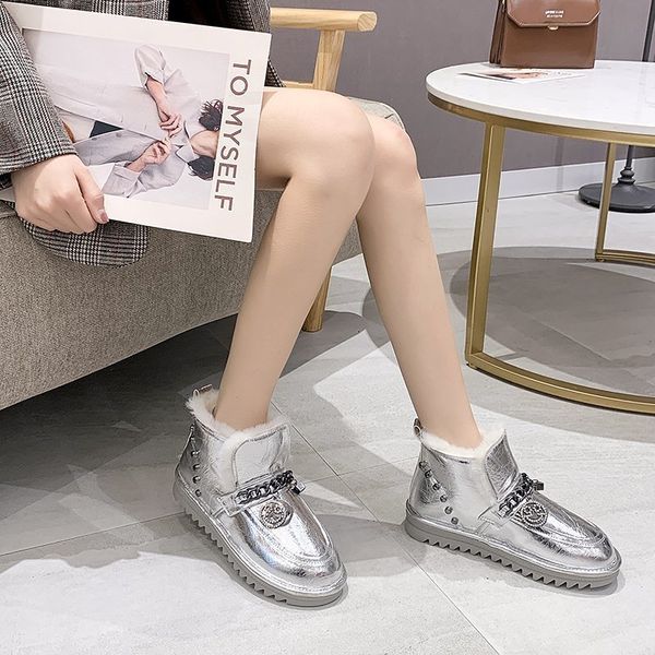 

boots women's boots winter shoes chunky for women keep snow ankle mujer zapatos ladies 6v4v, Black