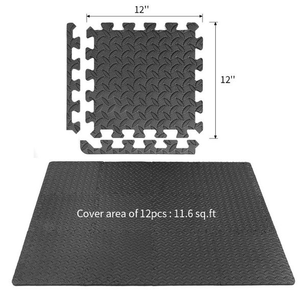 

12pcs 30*30cm eva leaf grain floor mats gym floor mat splicing mats patchwork rugs thicken for gym fitness room workouts