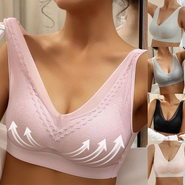 

camisoles & tanks plus size bras for women seamless bra with gathers pad comfortable gathering bralette push up brassiere vest wireless unde, Black;white