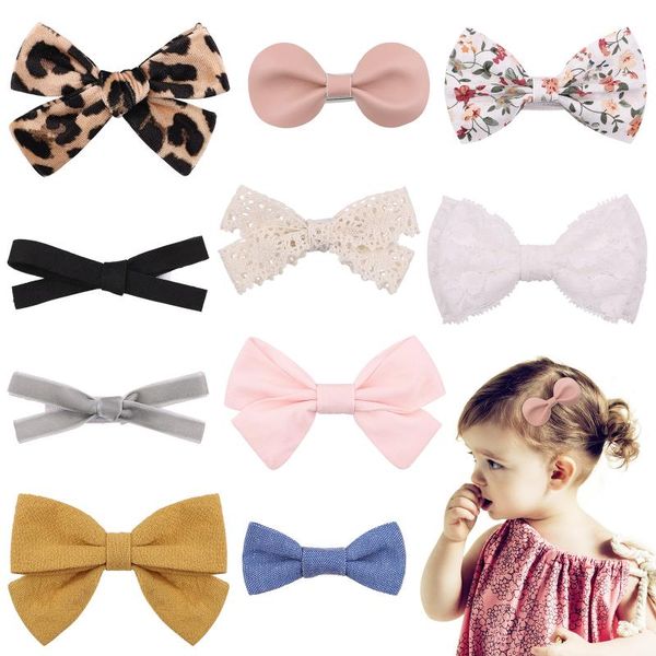 

hair accessories 1piece leopard printed bows clips for cute girls lace handmade hairpin boutique barrette headwear kids, Slivery;white