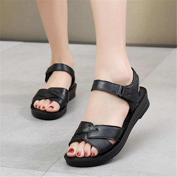 

sandals 2021 female shoe soft anti-skid large size girls summer beach low beige fashion big comfort back strap basic rubber, Black