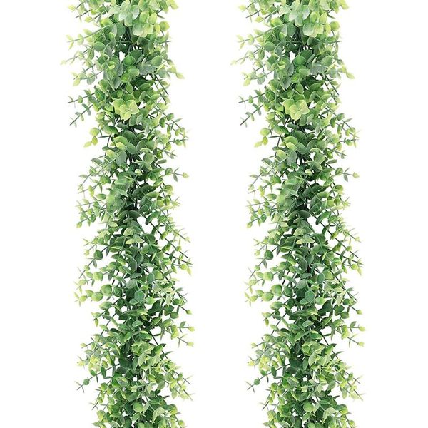 

decorative flowers & wreaths 2pack artificial eucalyptus garland, vines faux greenery garland wedding backdrop arch wall decor