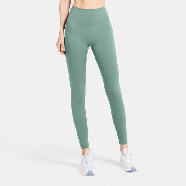 

yoga outfit ladies no embarrassment line double-sided matte stretch nude pants high waist pink hips sports fitness running tights