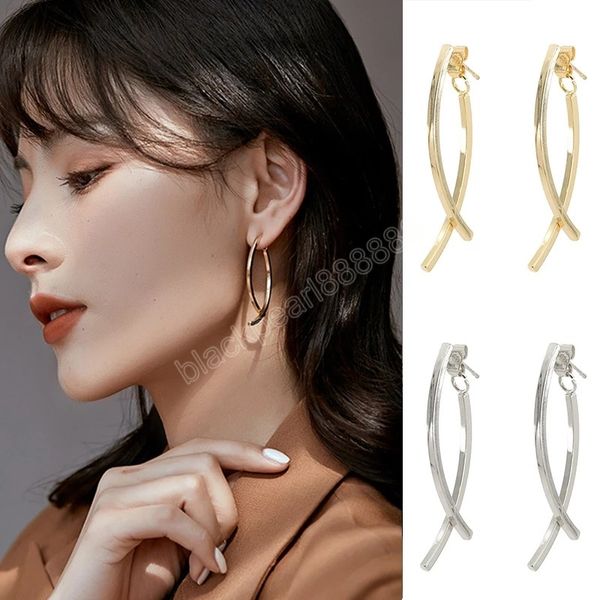 

elegant geometric women gold silver dangle earring trendy metal round earrings fashion jewelry for girls lady
