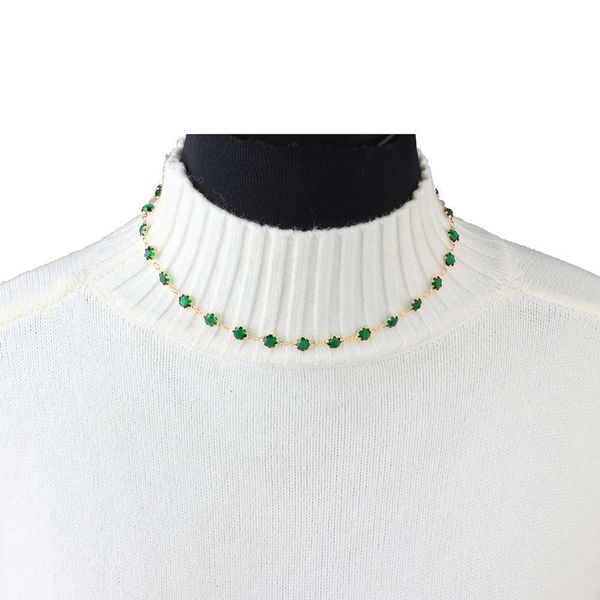 

simple fashion women's fashion jewelry green necklace trend, Silver