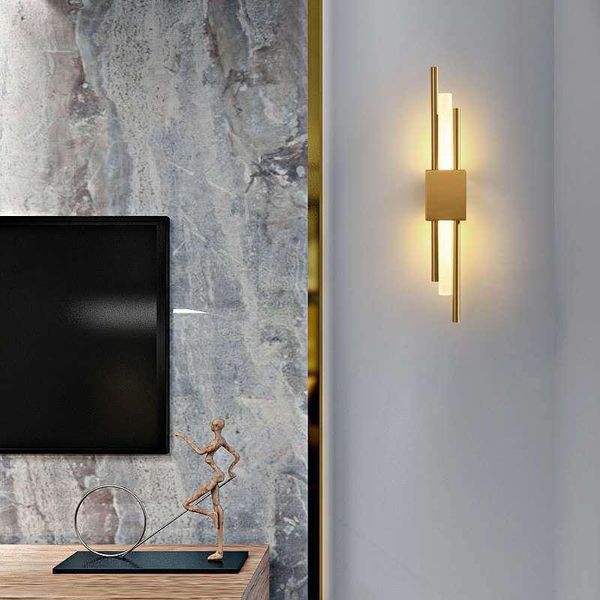 

wall lamp modern stylish black and bronze brass gold 50cm metal acrylic pipe led for living room bedroom hallway sconce