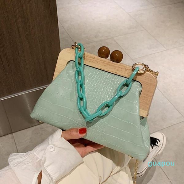 

evening bags designer acrylic chains handbags luxury alligator pu leather crossbody bag lady clutches fashion clip shell women shoulder