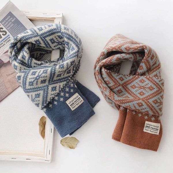 

scarf girls boys' new korean children's girls' knitting wool warm neck autumn and winter fashion, Blue;black