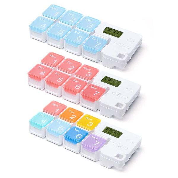 

storage bottles & jars 7-day organizer with timer reminder case weekly box 68ud