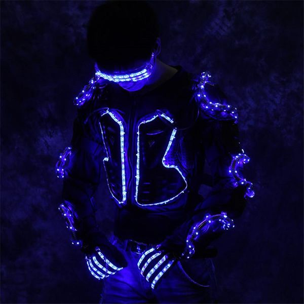 

party decoration re65 robot men suit rgb colorful led light costume stage armor dress luminous outfits perform clothe disco wears glasses