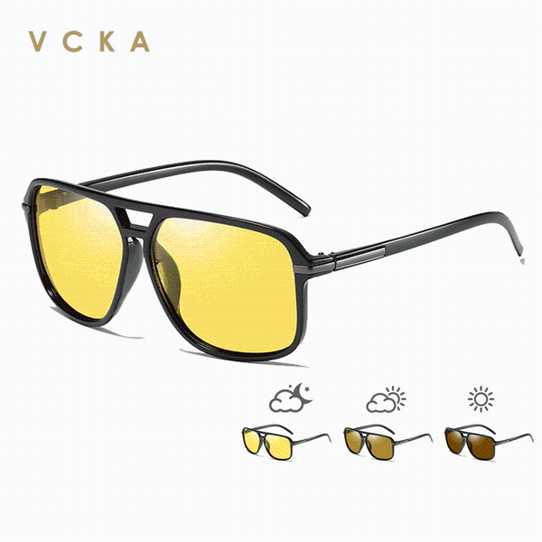 

sunglasses vcka 2021 discoloration day and night men's polarized retro women glasses drive eyewear uv400 lunette de soleil, White;black