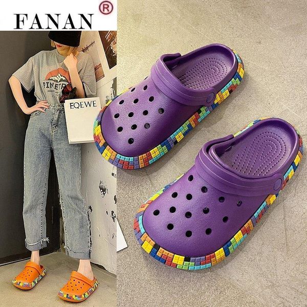 

slippers 2021 summer women large size side printed hole shoes home indoor casual sandals wild non slip beach, Black