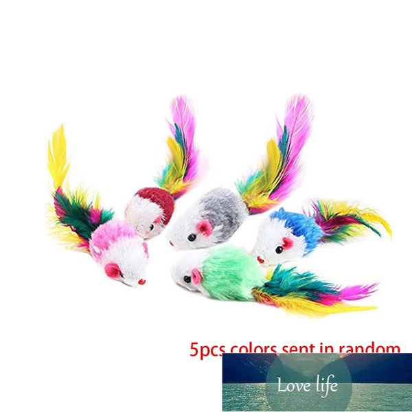 Affordable 5pcs Colorful Feather Plush Mini Mouse Kitten Toys False Rat Pets Cat Playing Toy Colore Casuale Alta qualità Prezzo di fabbrica design esperto Qualità