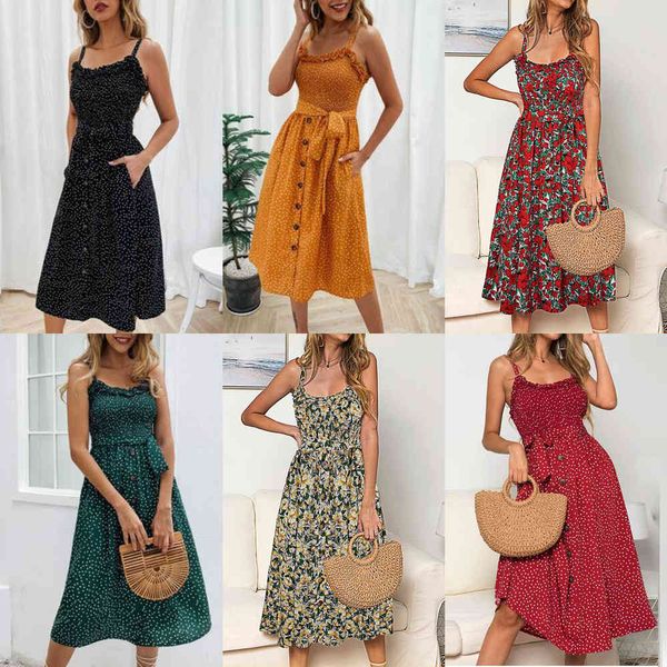 Sexy Verão Sem Mangas Slip Vestido Mulheres Strapless Bow Button Solto Bandagem Plissada Bolinhas Sundress Casual Backless Vestidos X0521