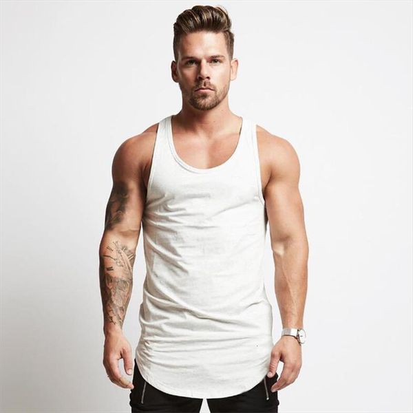 

fashion brand gyms wear muscle cotton tank for men solid sleeveless vest sportswear stringer male, White;black