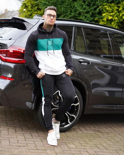 

men's tracksuits mens 2021 cotton casual hoodie set autumn male sweatshirt stylish fitness suit for men, Gray