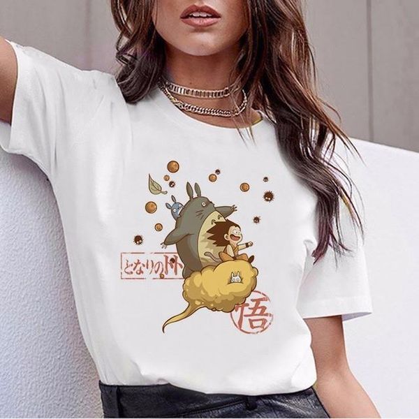 

funny totoro t shirt women tee shirts spirited away t-shirt studio ghibli tshirt kawaii 90s graphic harajuku female ulzzang, White