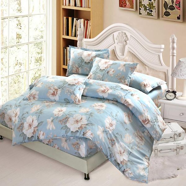 

flower bedding sets 100% cotton bed fitted sheets bedclothes duvet cover sets home textile full/ king size