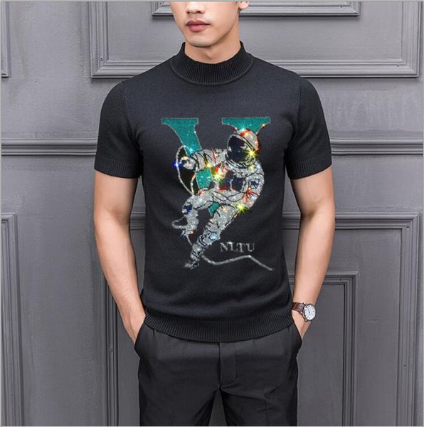 

2021 new summer diamond men's male turtlenecks streetwear man's sweater jumpers autumn 6hof, White;black