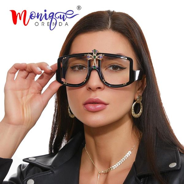 

cross jewel retro large frame googgle sunglasses windproof rivet oversized men sun glasses inlaid diamond gafas de sol, White;black