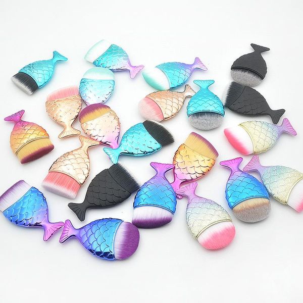 

makeup brushes 1pcs professional mermaid brush fish tail shape make up cosmetic foundation powder blush maquiage kit tool pencil