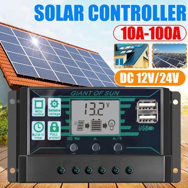 

parts lcd display dc12v/24v/48v pwm controller solar charge outdoor overpressure regulator ce regulato 10a-100a