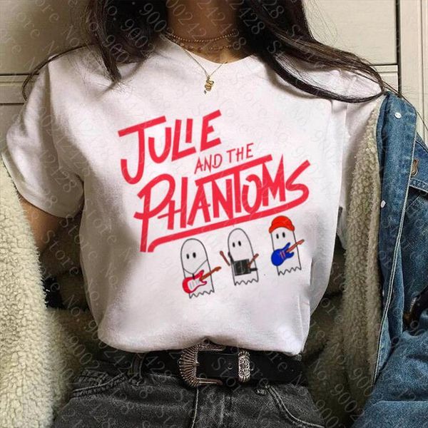 

sunset curved short sleeve julie womens t shirt and the phantoms fashion graphic tees clothes, White