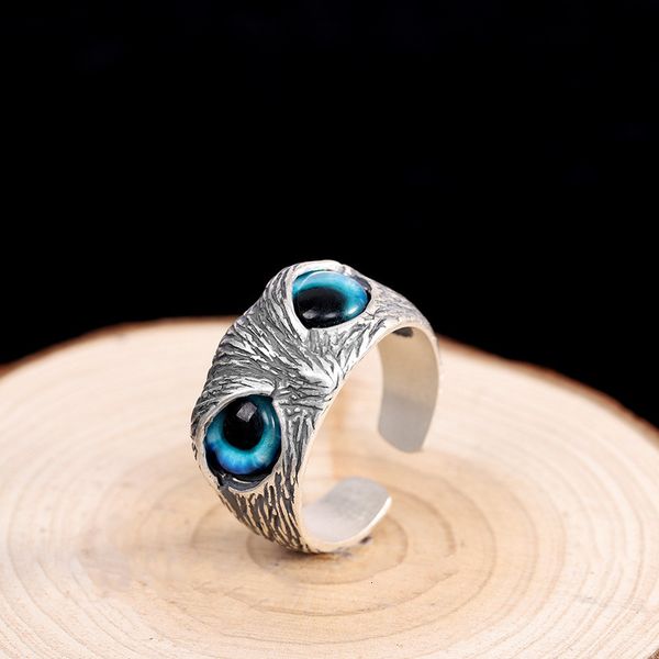

Hand Ornament Personalized Owl Eye Ring Men's Opening Simple, Silver