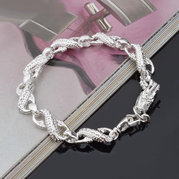 Hot 925 Sterling Silver Dragon Chain Bracelet 10mm x20cm Cool Street Style Moda Jóias Presentes de Natal Baixo Preço Livre